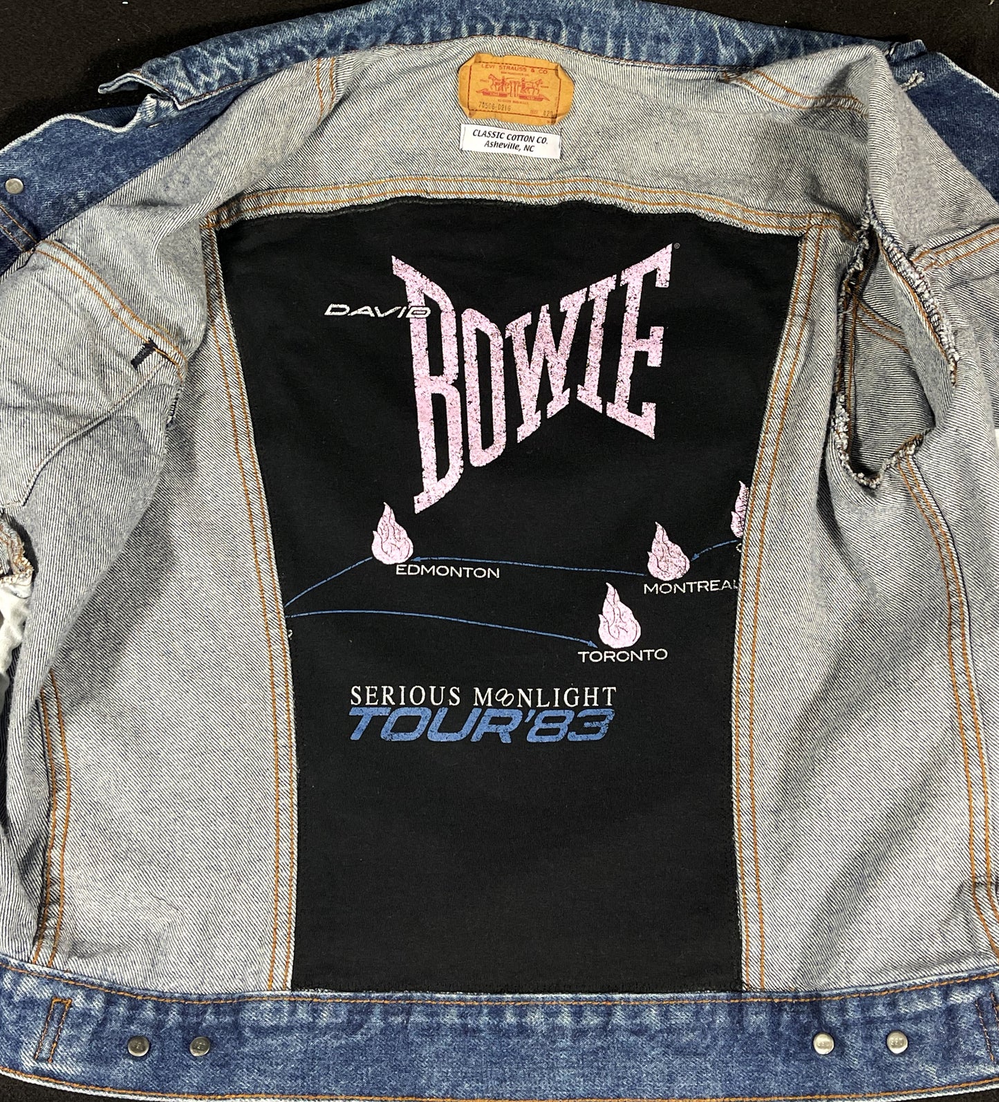 Upcycle David Bowie Levis Denim Jacket Ziggy Stardust Vintage USA 42 Mens Small Womens Large