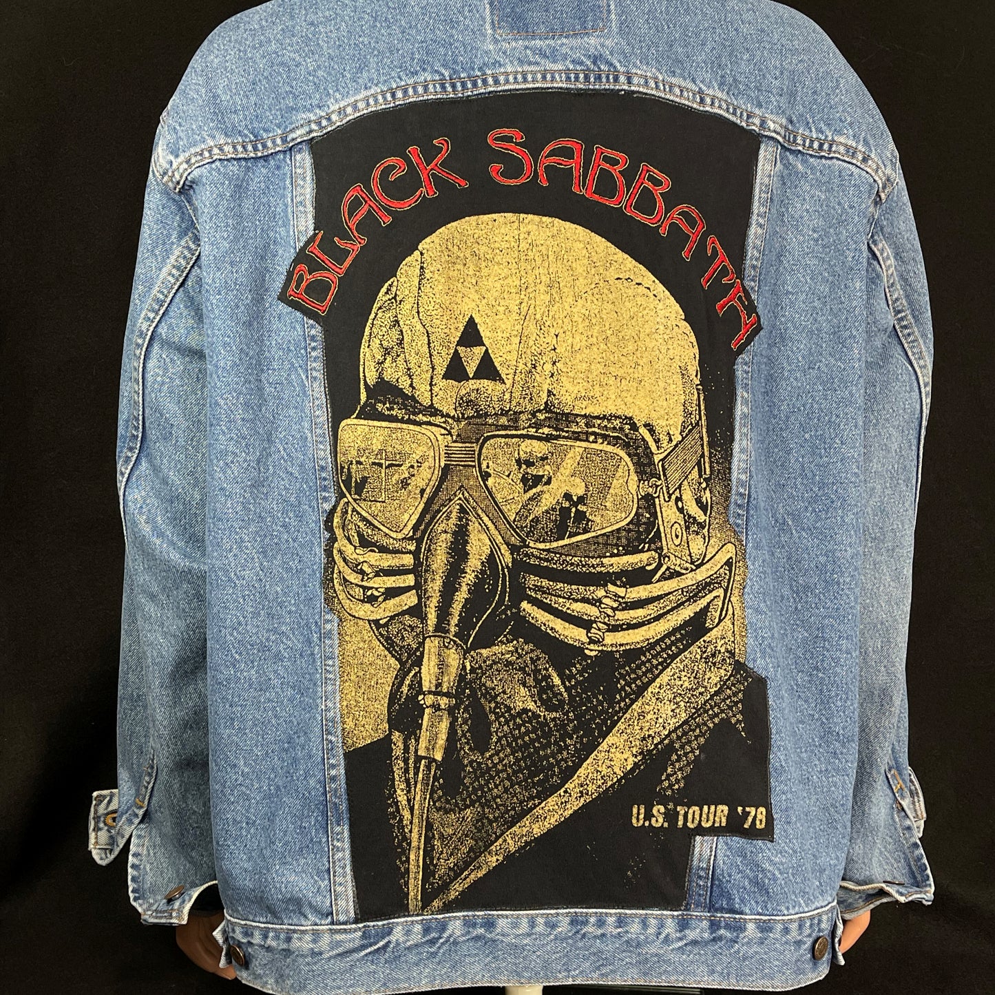 Upcycle Black Sabbath Levis Denim Jacket Vintage USA Tour 1978 Mens 2XL XXL