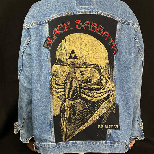Upcycle Black Sabbath Levis Denim Jacket Vintage USA Tour 1978 Mens 2XL XXL