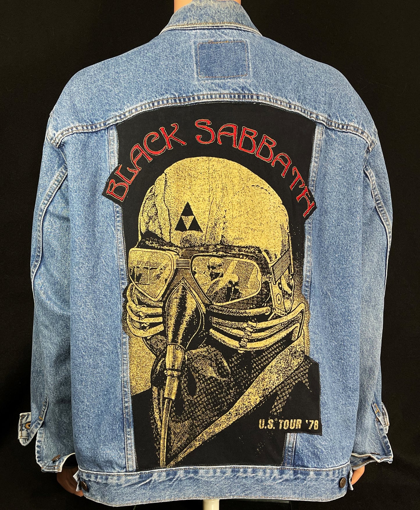 Upcycle Black Sabbath Levis Denim Jacket Vintage USA Tour 1978 Mens 2XL XXL