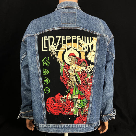 Upcycled Led Zeppelin Levis Denim Jacket Mens XLarge