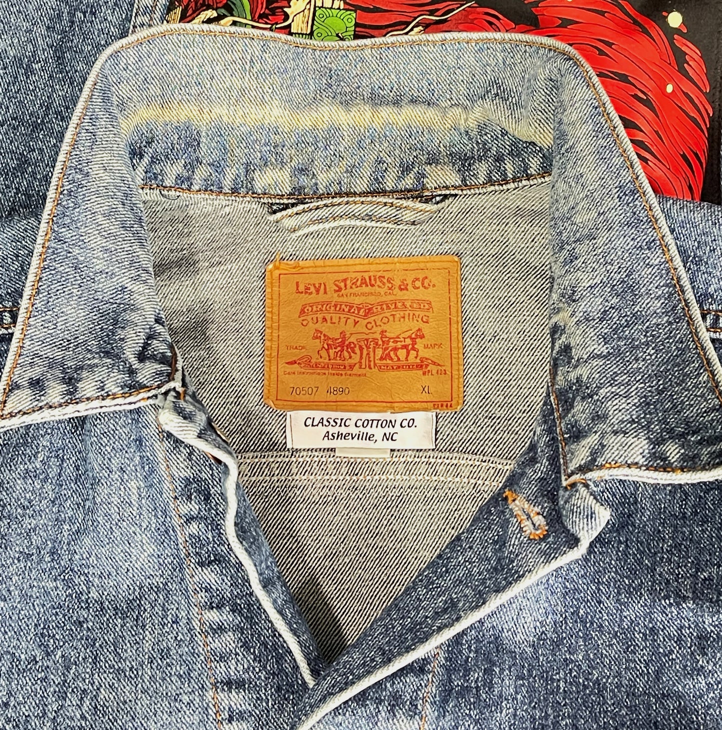 Upcycled Led Zeppelin Levis Denim Jacket Mens XLarge