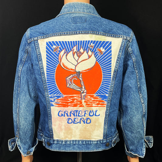 Upcycle Grateful Dead Levis Denim Jacket Vintage USA 42R Mens Small Womens Large