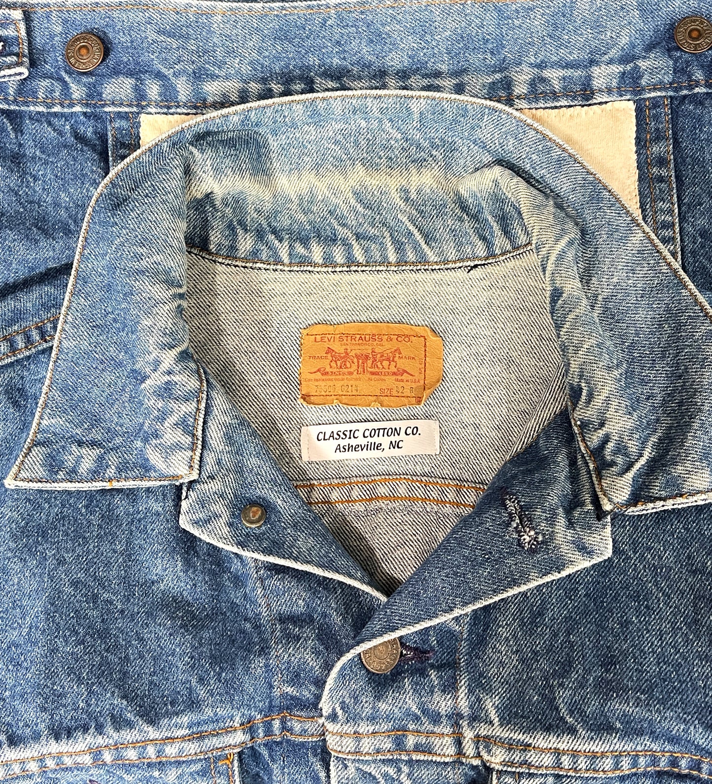 Upcycle Grateful Dead Levis Denim Jacket Vintage USA 42R Mens Small Womens Large