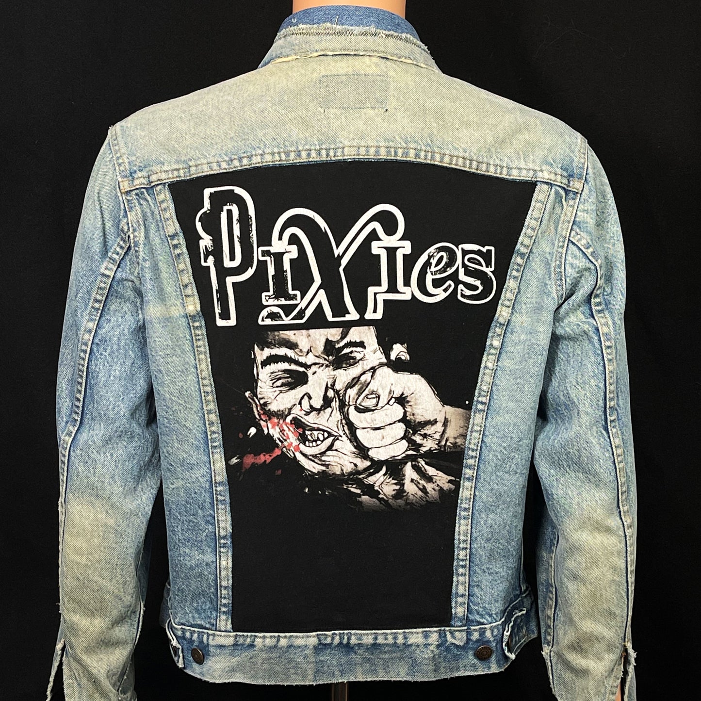 Upcycle Pixies Levis Denim Jacket Distressed Mens Medium Womens Large