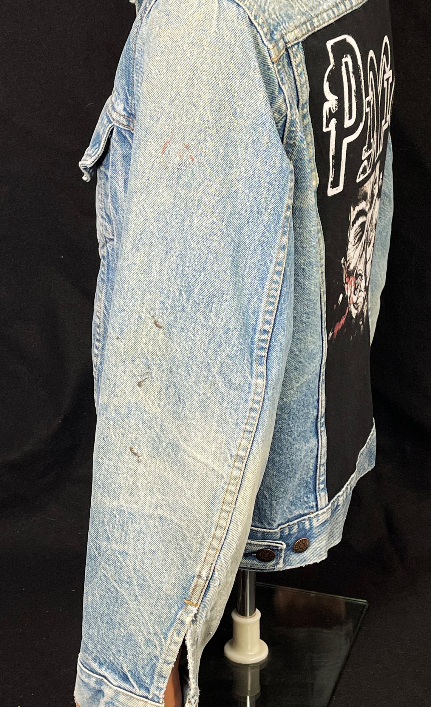 Upcycle Pixies Levis Denim Jacket Distressed Mens Medium Womens Large