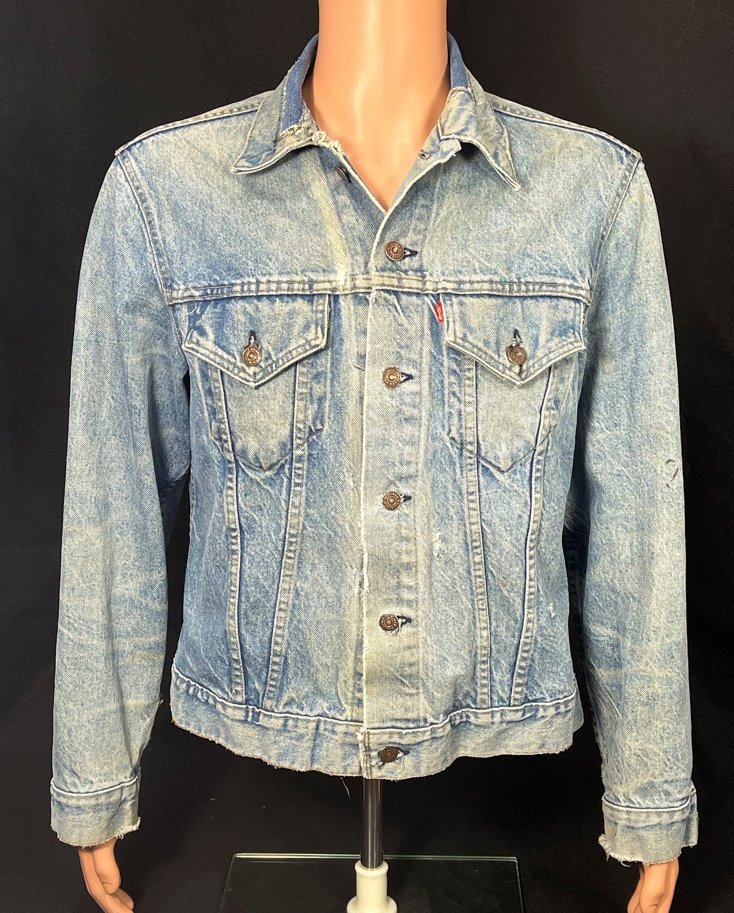 Upcycle Pixies Levis Denim Jacket Distressed Mens Medium Womens Large