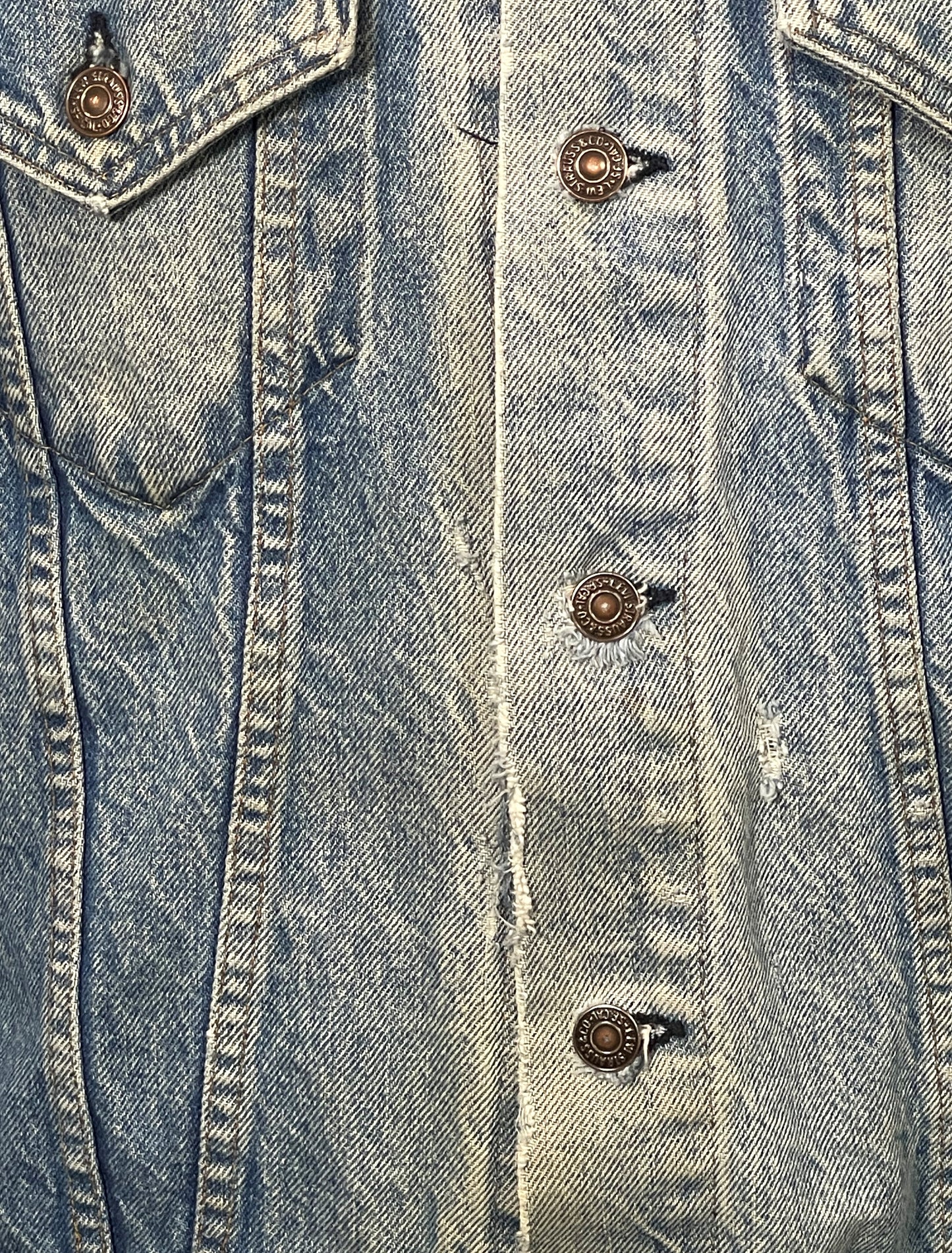 Upcycle Pixies Levis Denim Jacket Distressed Mens Medium Womens Large