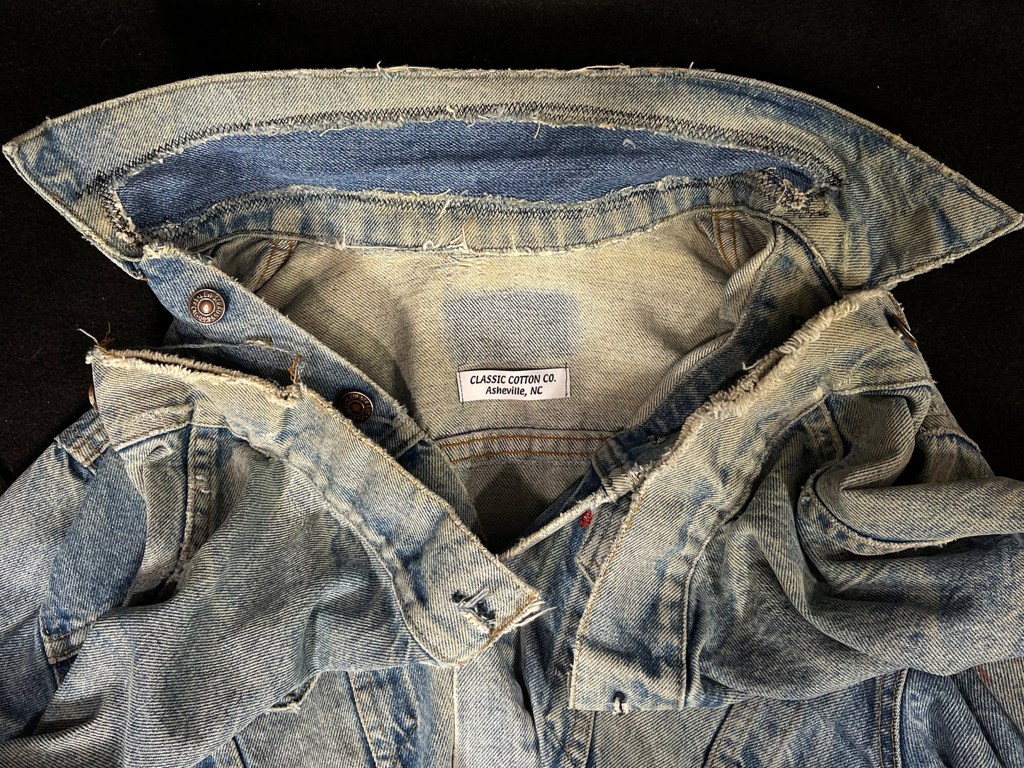 Upcycle Pixies Levis Denim Jacket Distressed Mens Medium Womens Large