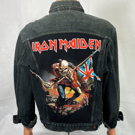 Upcycle Iron Maiden Levis Black Denim Jacket Mens Large