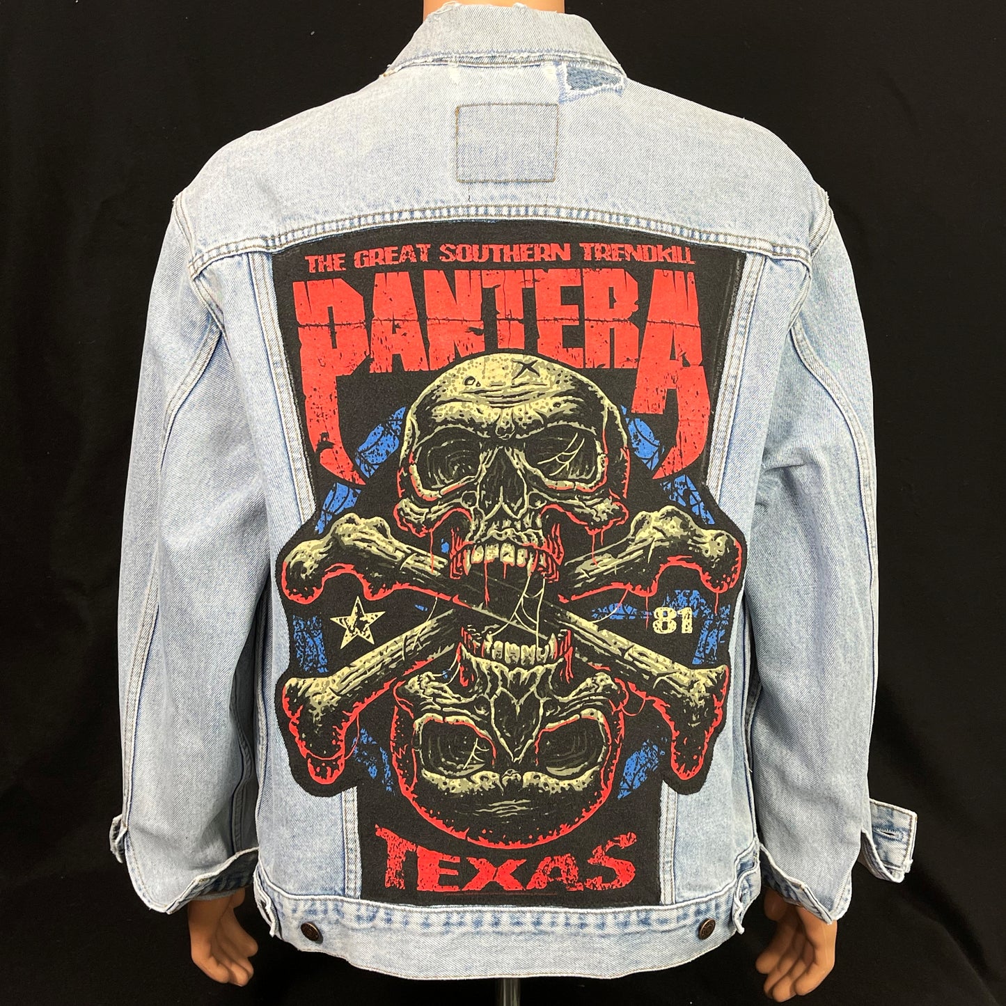 Upcycle Pantera Levis Denim Jacket Mens XLarge
