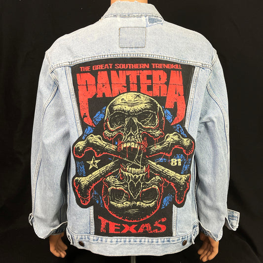 Upcycle Pantera Levis Denim Jacket Mens XLarge