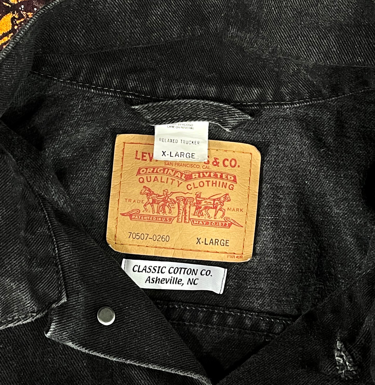 Upcycle Metallica Levi's Black Denim Jacket Vintage Mens XLarge