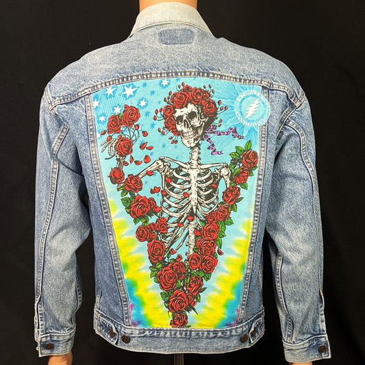 Upcycle Grateful Dead & Company Levis Denim Jacket Bertha Vintage USA Mens Small Womens Medium