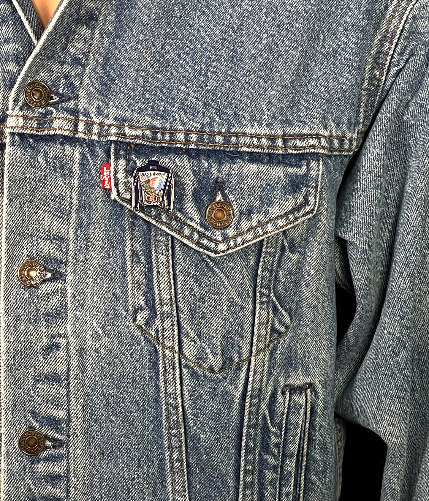 Upcycle Grateful Dead & Company Levis Denim Jacket Bertha Vintage USA Mens Small Womens Medium