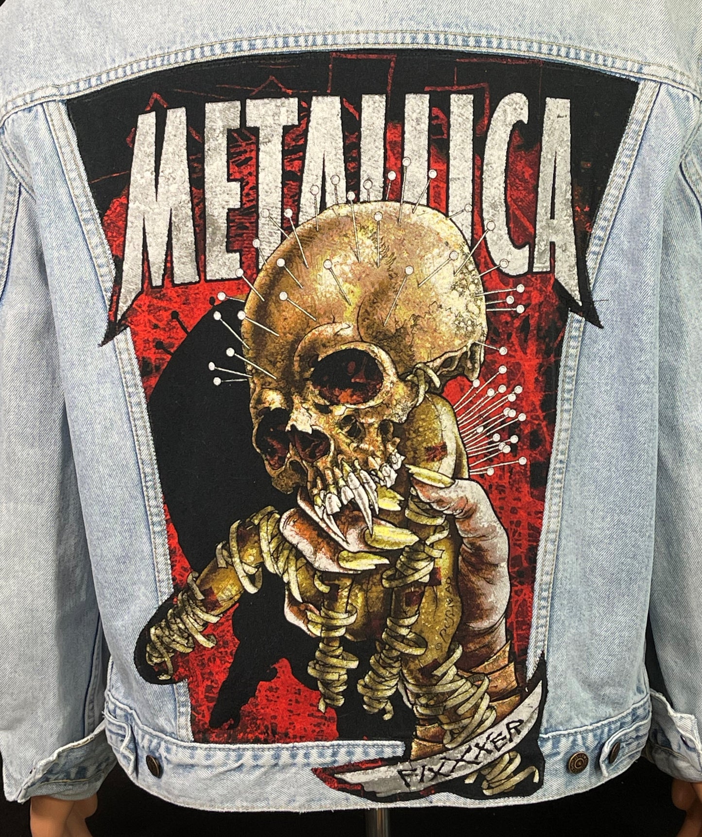 Upcycle Metallica Levi's Denim Jacket Pushead Distressed Mens XLarge