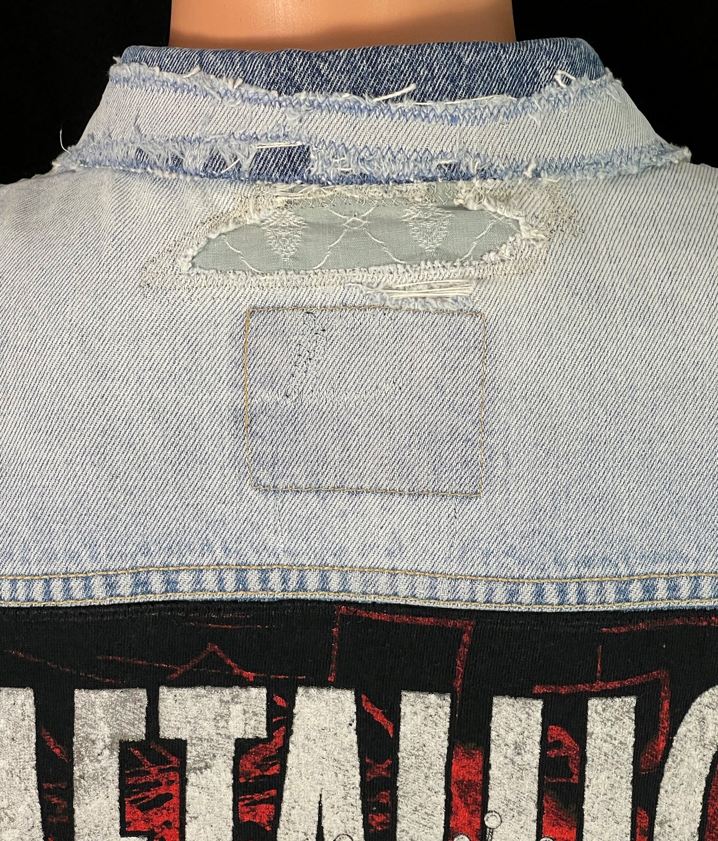 Upcycle Metallica Levi's Denim Jacket Pushead Distressed Mens XLarge