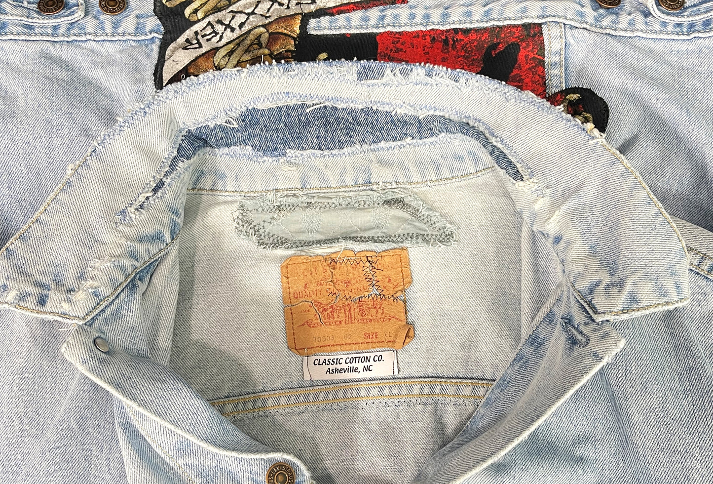 Upcycle Metallica Levi's Denim Jacket Pushead Distressed Mens XLarge