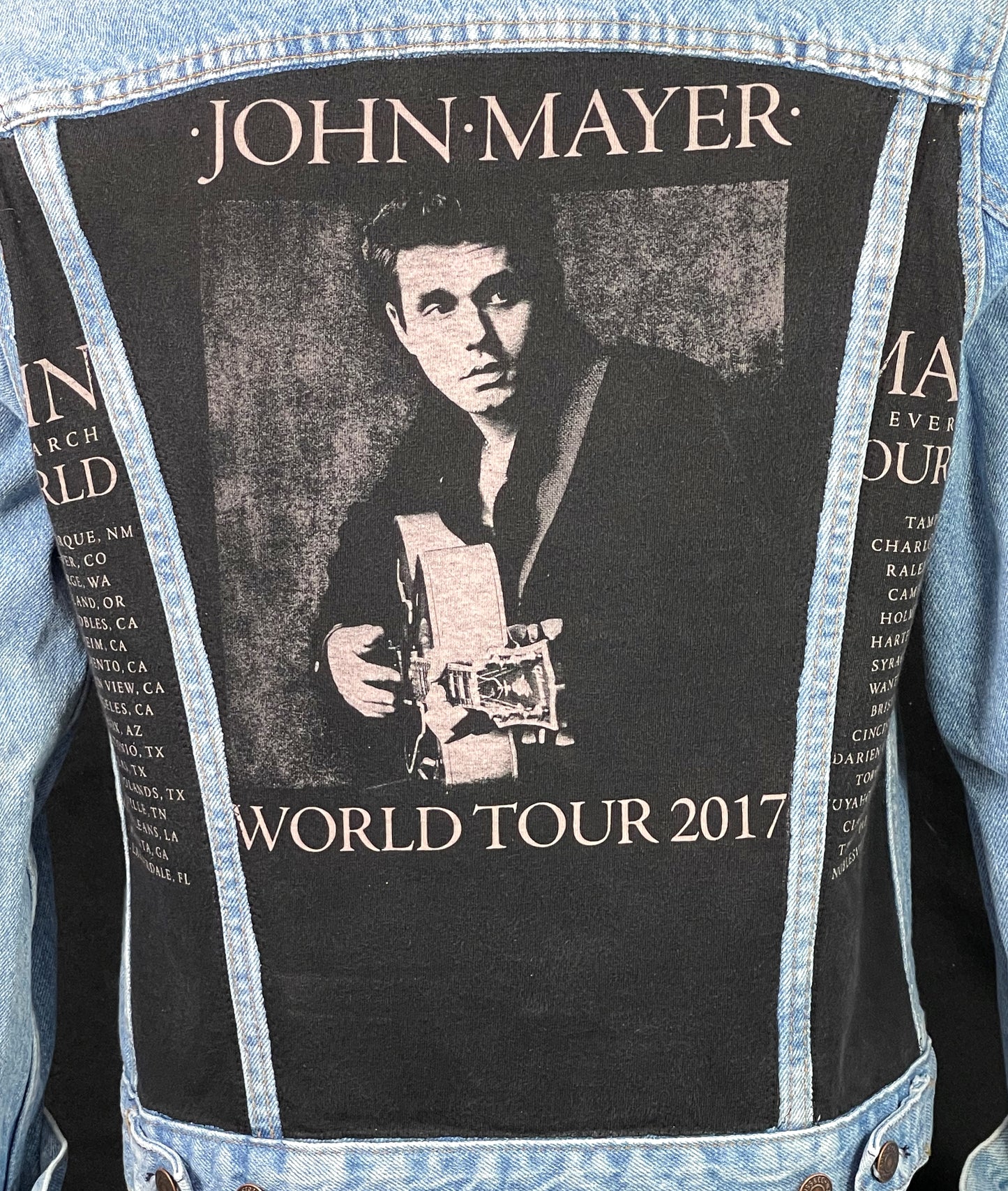 Upcycle John Mayer Levis Denim Jacket World Tour 2017 Vintage USA 38R  2017 tour Mens Small