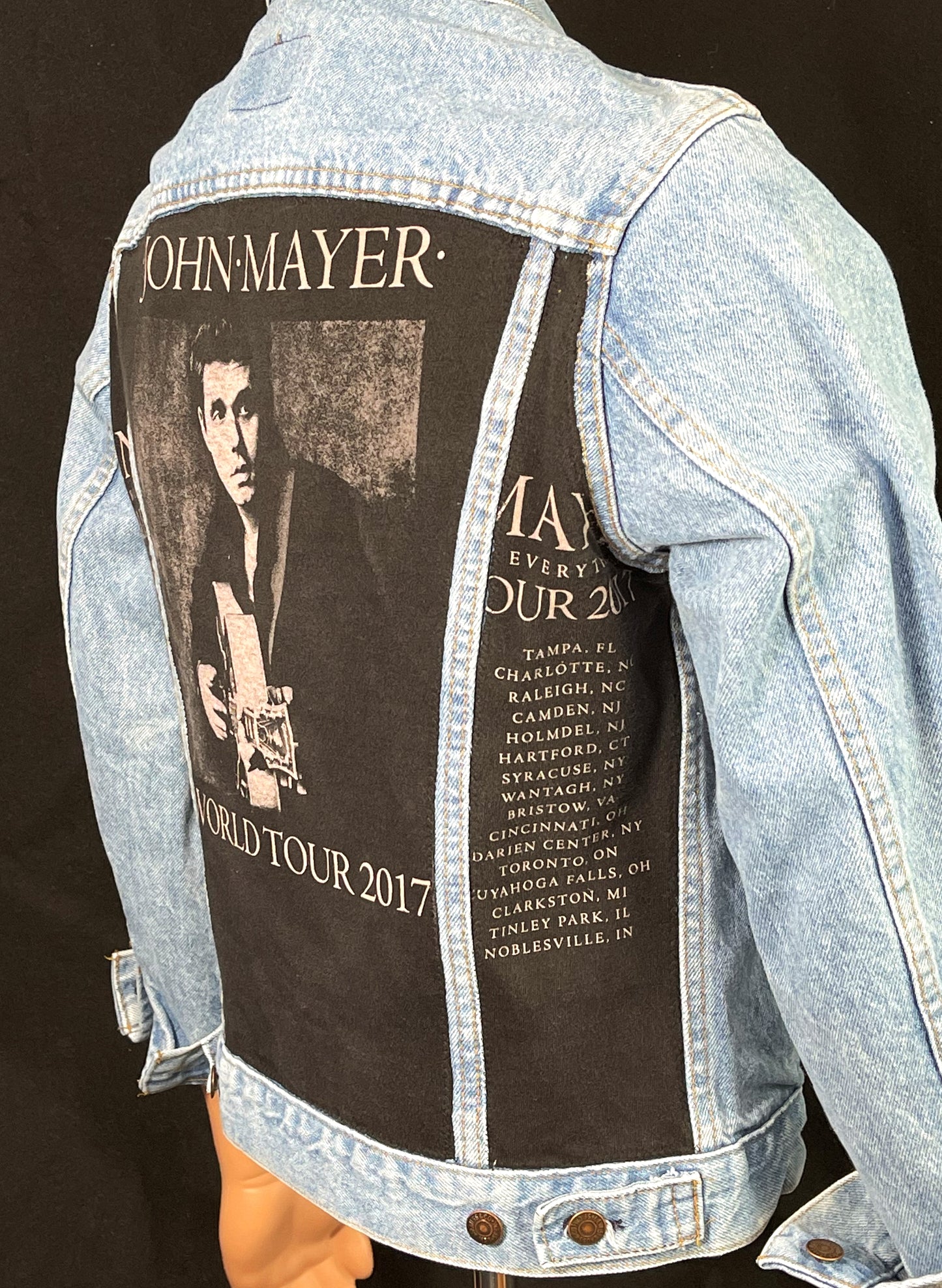 Upcycle John Mayer Levis Denim Jacket World Tour 2017 Vintage USA 38R  2017 tour Mens Small