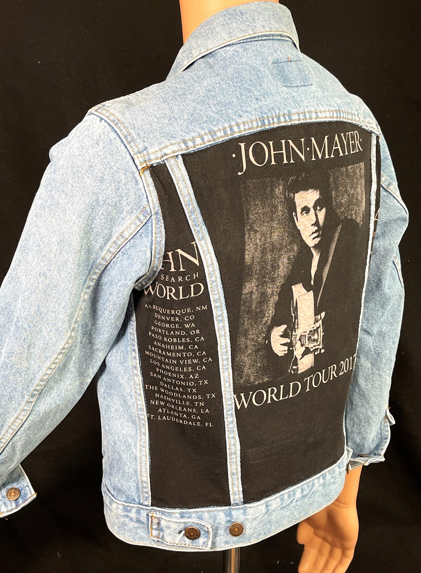 Upcycle John Mayer Levis Denim Jacket World Tour 2017 Vintage USA 38R  2017 tour Mens Small