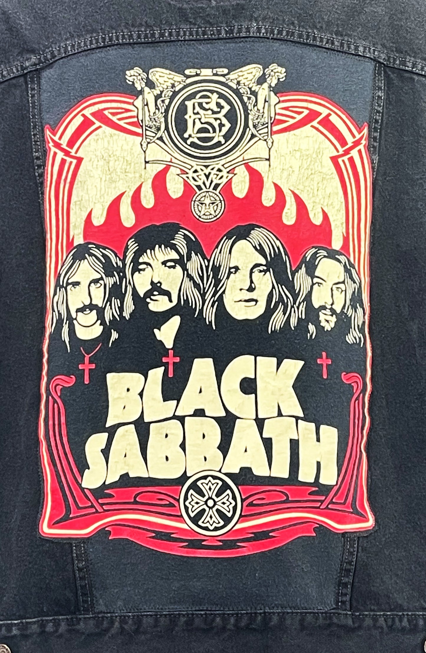Upcycle Black Sabbath Levis Black Denim Jacket Mens XLarge