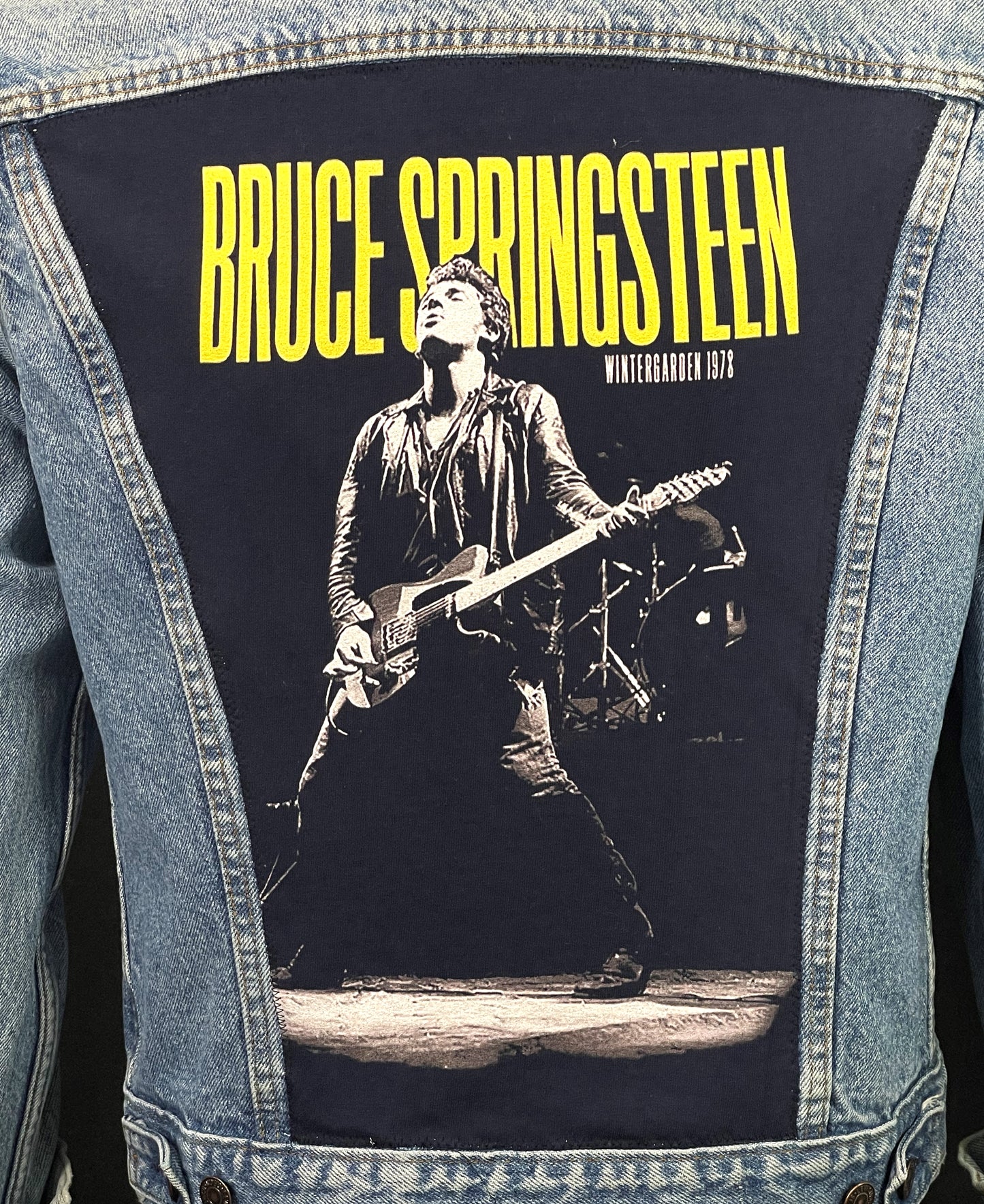 Upcycle Bruce Springsteen Levi's Denim Jacket Vintage USA 40R Mens Small Womens Medium