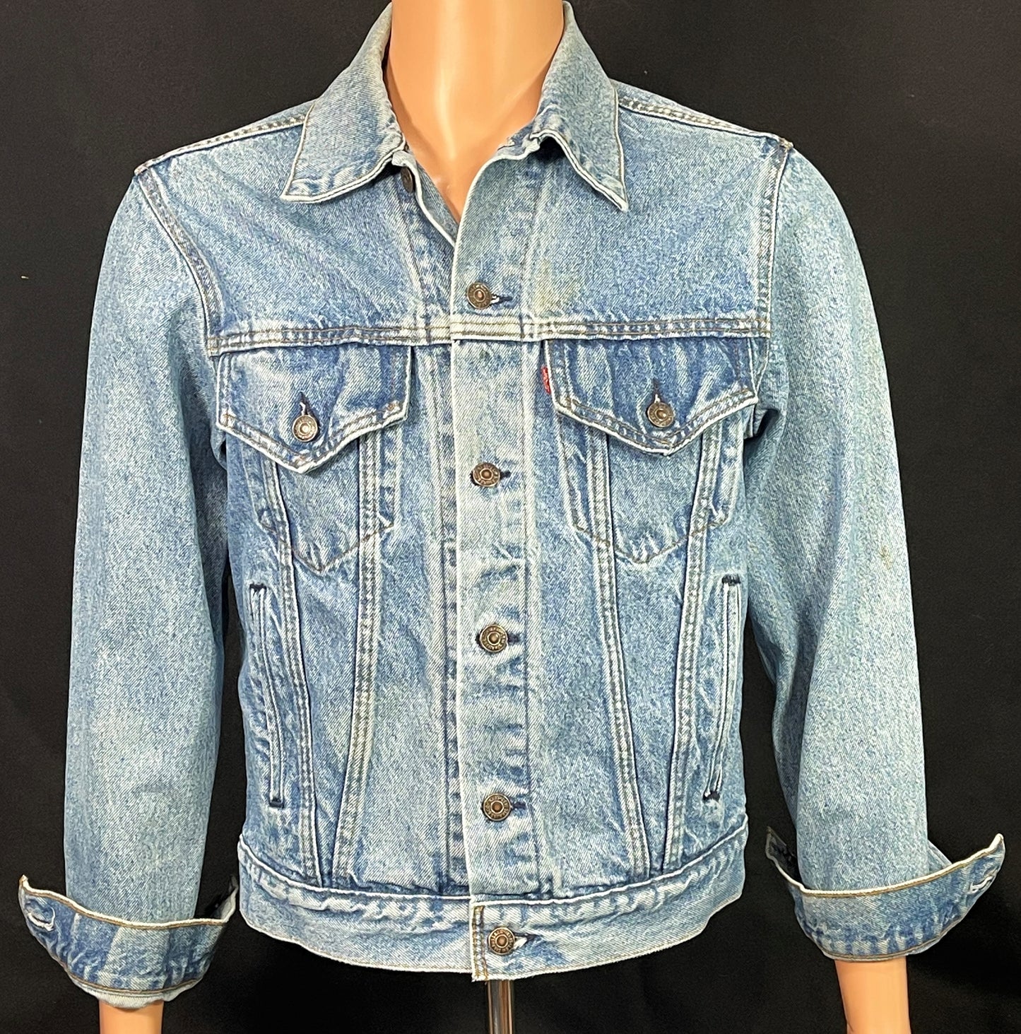 Upcycle Bruce Springsteen Levi's Denim Jacket Vintage USA 40R Mens Small Womens Medium