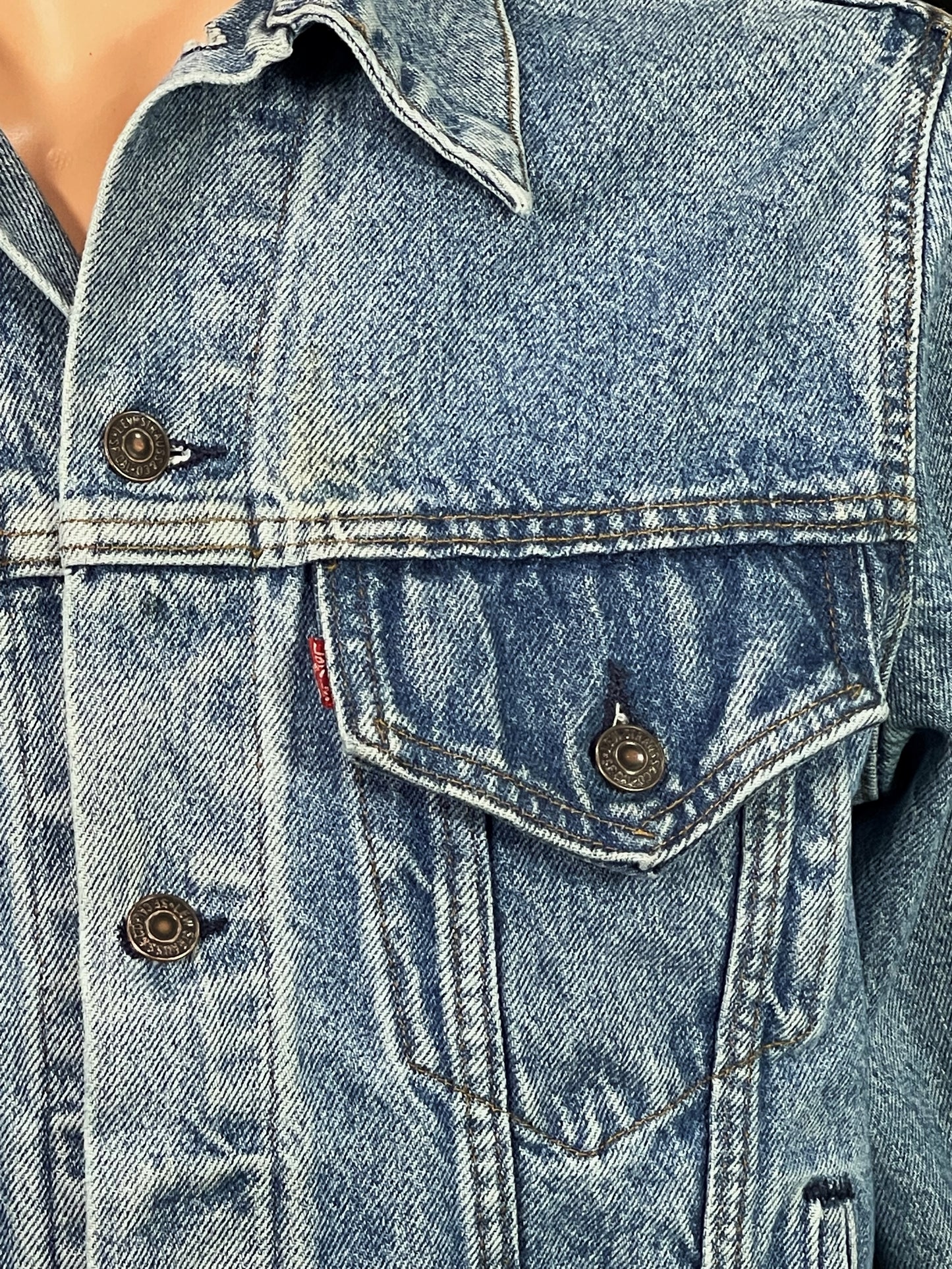 Upcycle Bruce Springsteen Levi's Denim Jacket Vintage USA 40R Mens Small Womens Medium