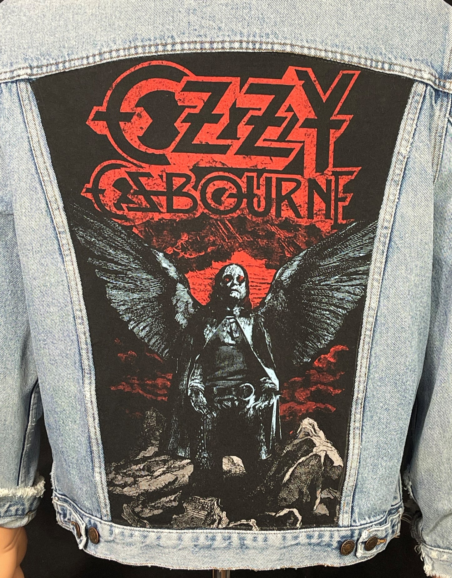 Upcycle Ozzy Osbourne Levis Denim Jacket Men's Medium Womens Large