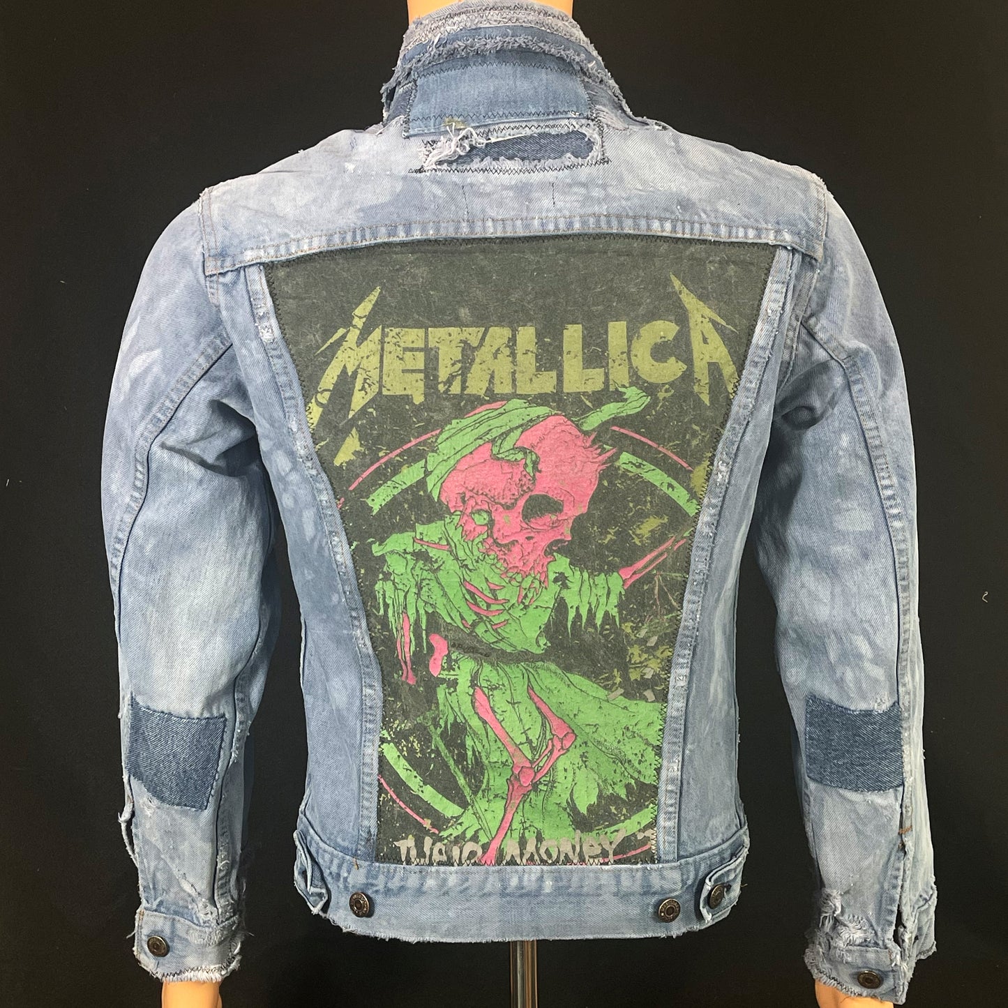 Upcycle Metallica Levi's Denim Jacket Distressed Mens Small Womens Medium