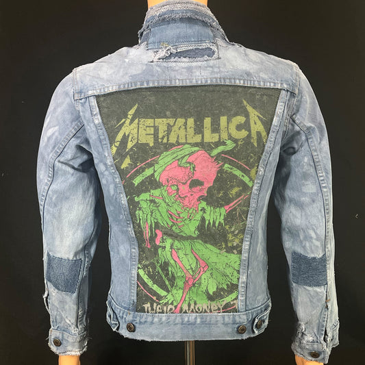 Upcycle Metallica Levi's Denim Jacket Distressed Mens Small Womens Medium