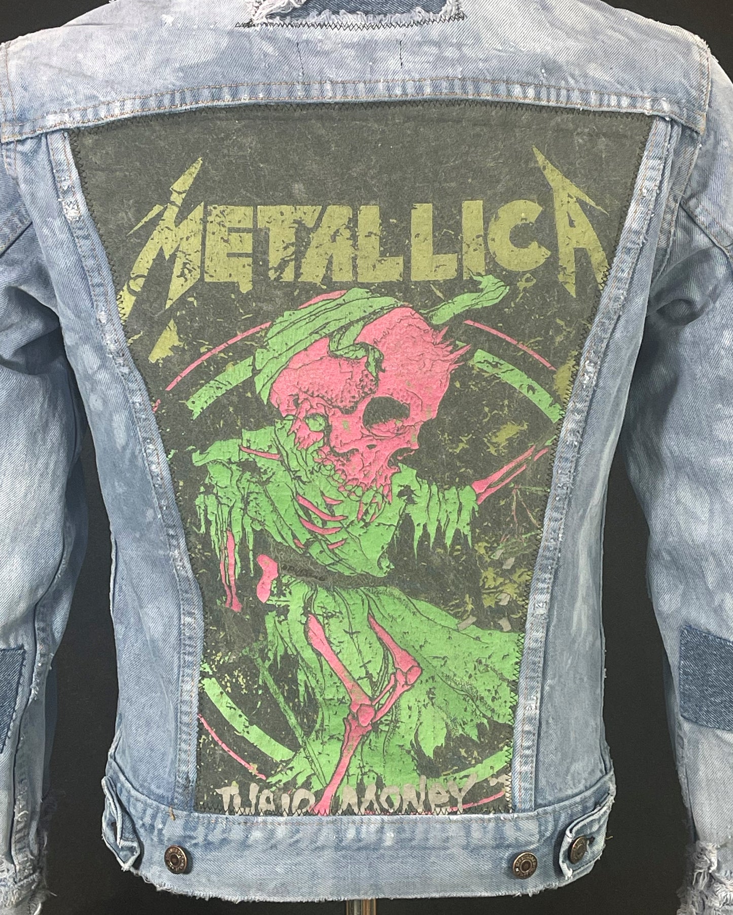 Upcycle Metallica Levi's Denim Jacket Distressed Mens Small Womens Medium