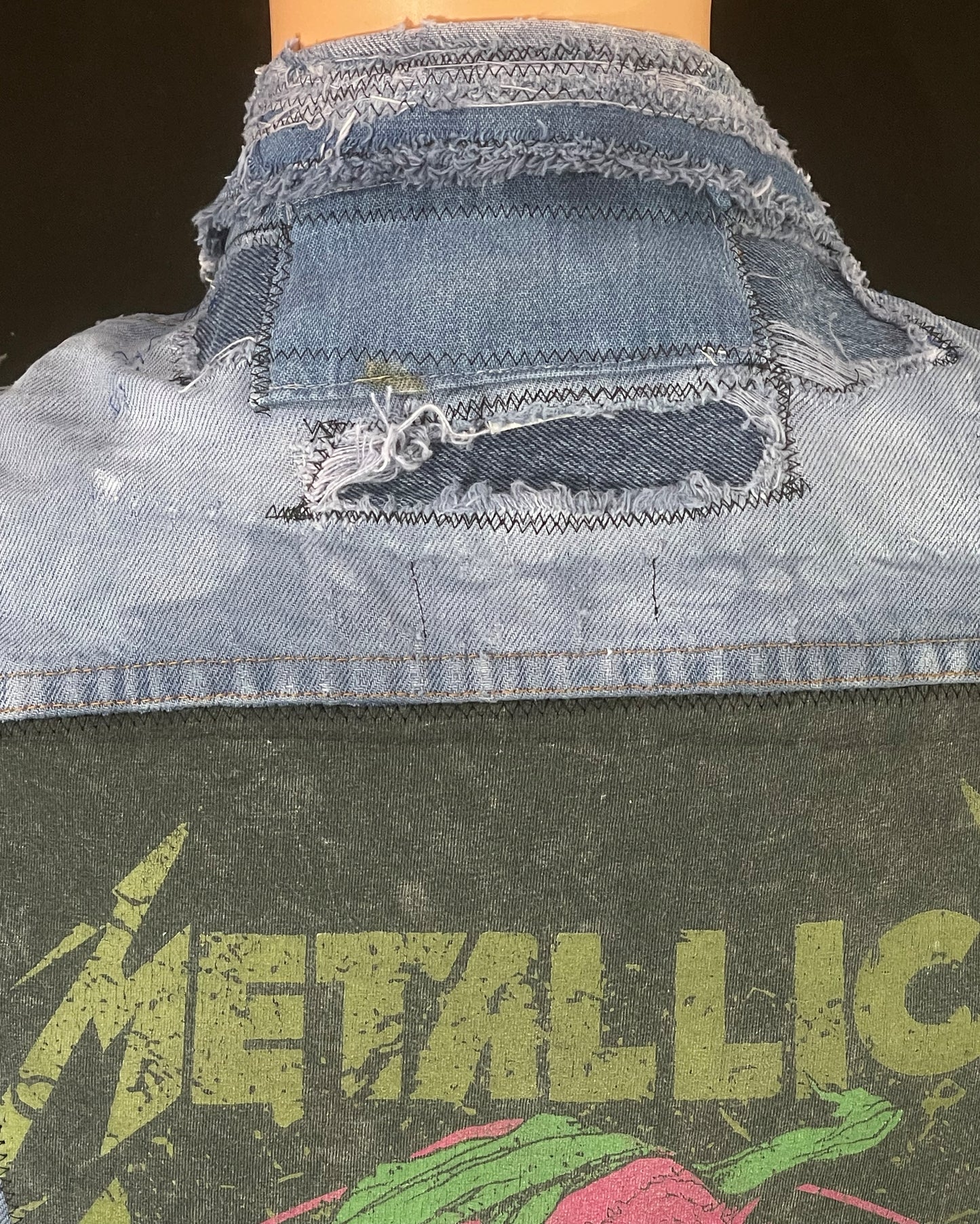 Upcycle Metallica Levi's Denim Jacket Distressed Mens Small Womens Medium