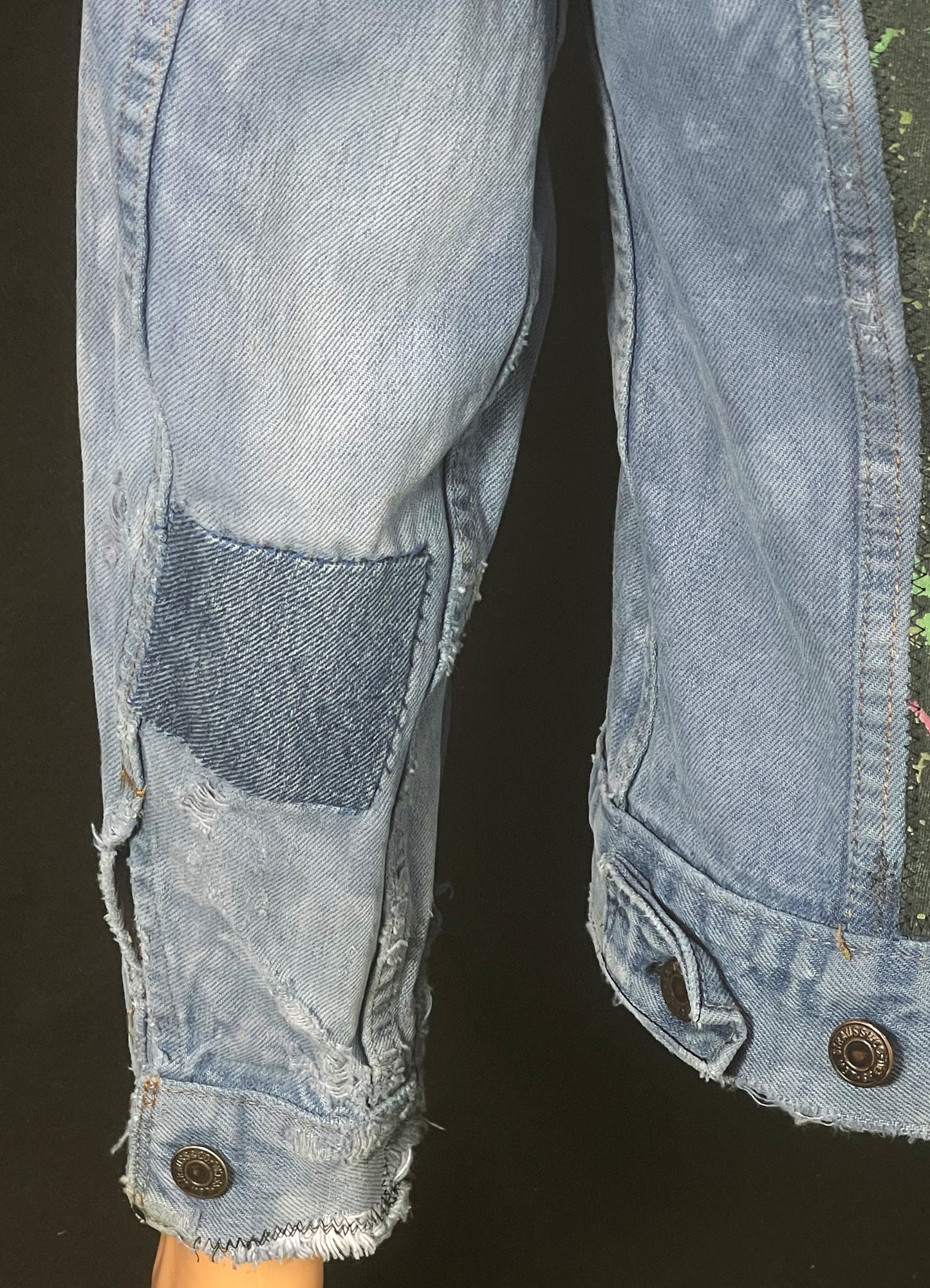Upcycle Metallica Levi's Denim Jacket Distressed Mens Small Womens Medium