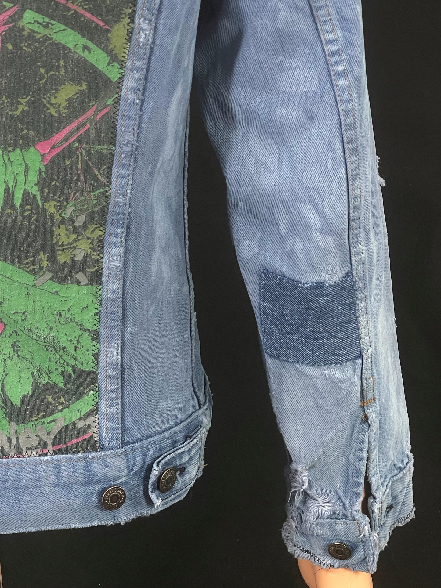 Upcycle Metallica Levi's Denim Jacket Distressed Mens Small Womens Medium