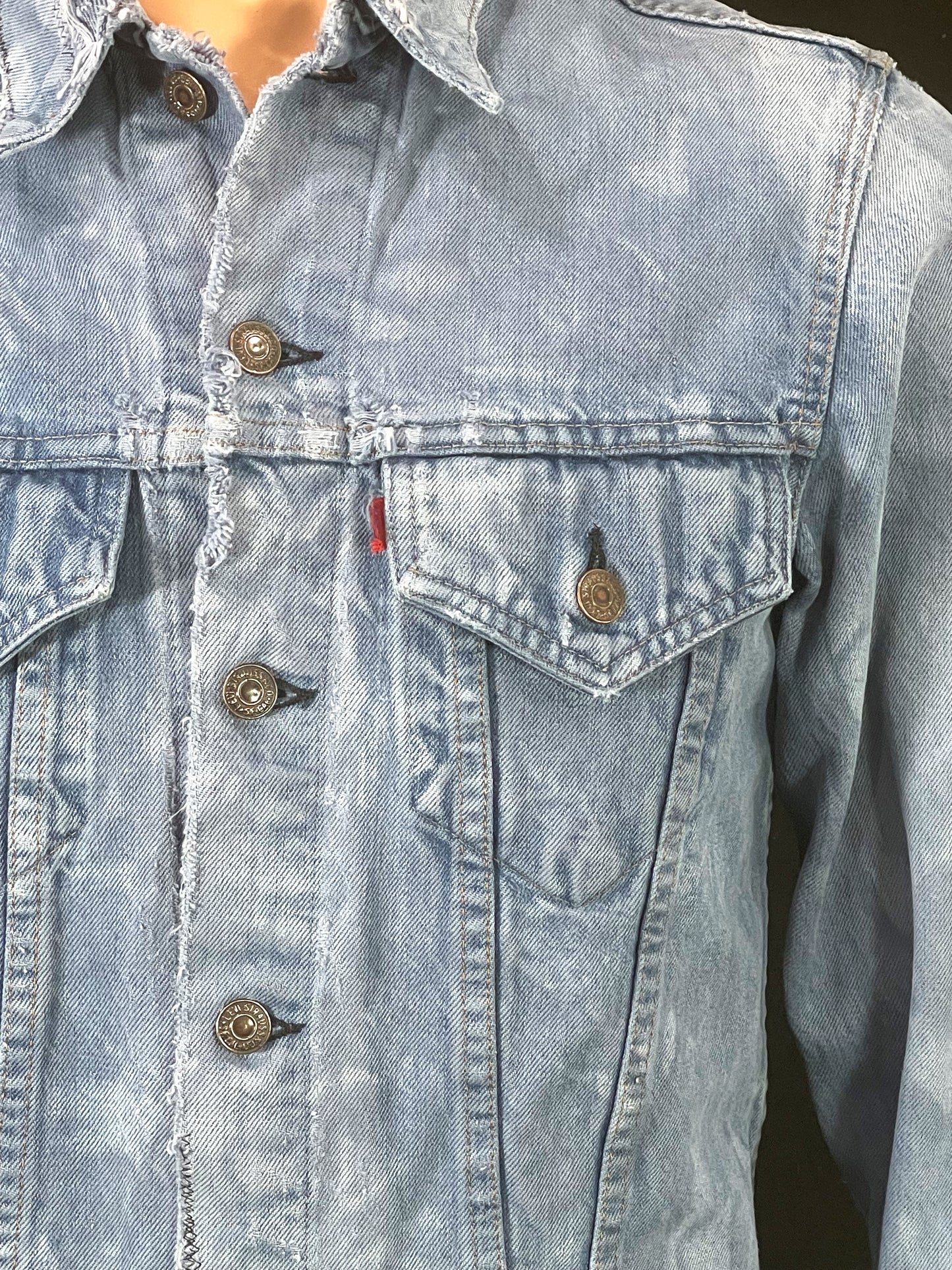 Upcycle Metallica Levi's Denim Jacket Distressed Mens Small Womens Medium