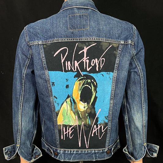 Upcycle Pink Floyd Levis Denim Jacket The Wall Mens Medium Womens Large