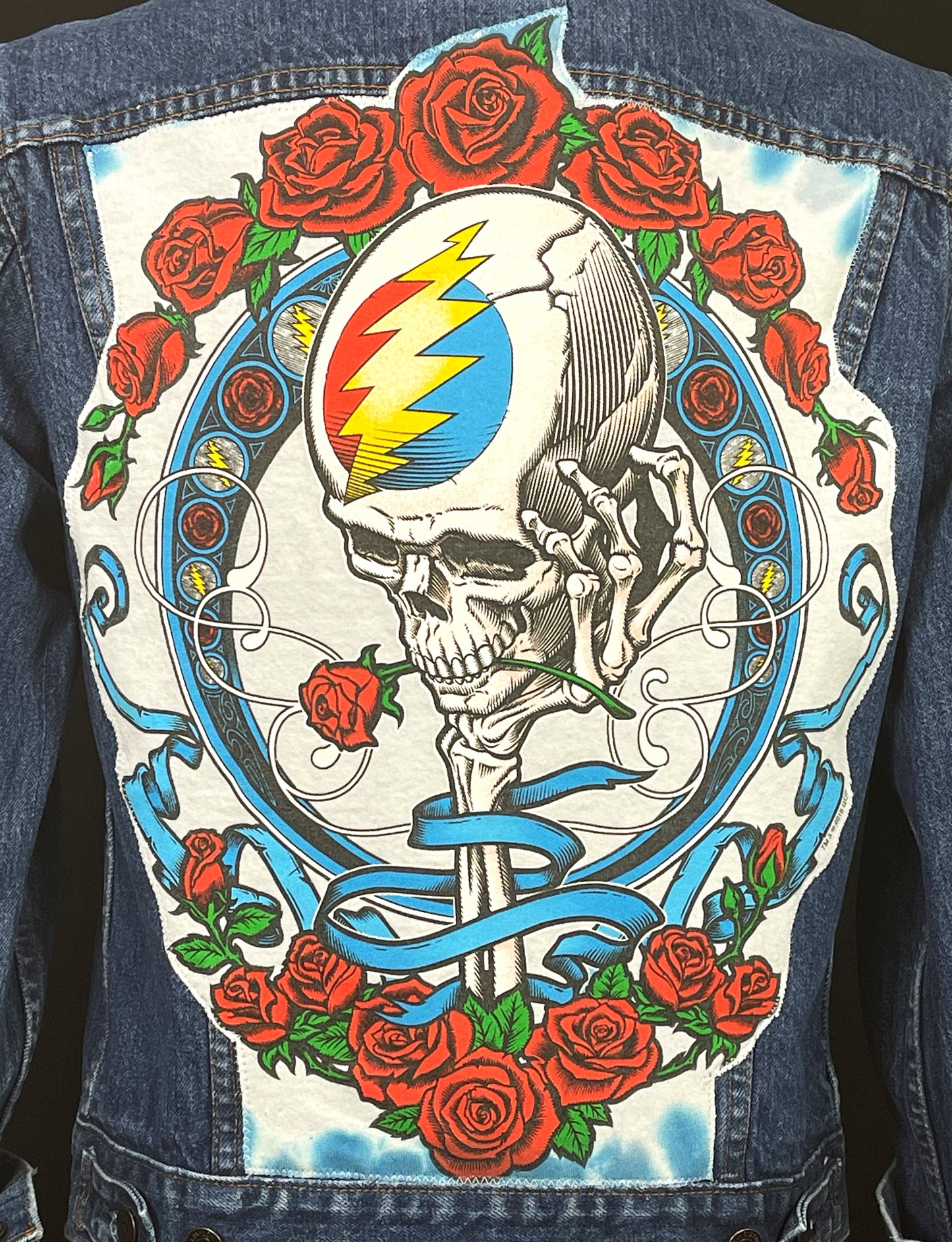 Upcycle Grateful Dead Levis Denim Jacket Vintage 38 Mens Small Womens Medium