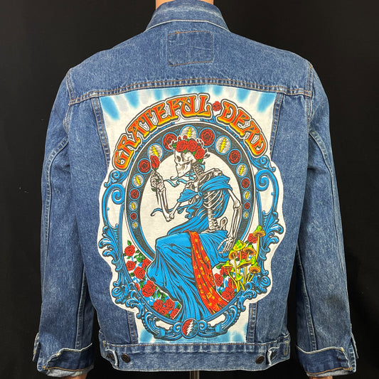 Upcycle Grateful Dead Levis Denim Jacket Mens Large Womens XLarge