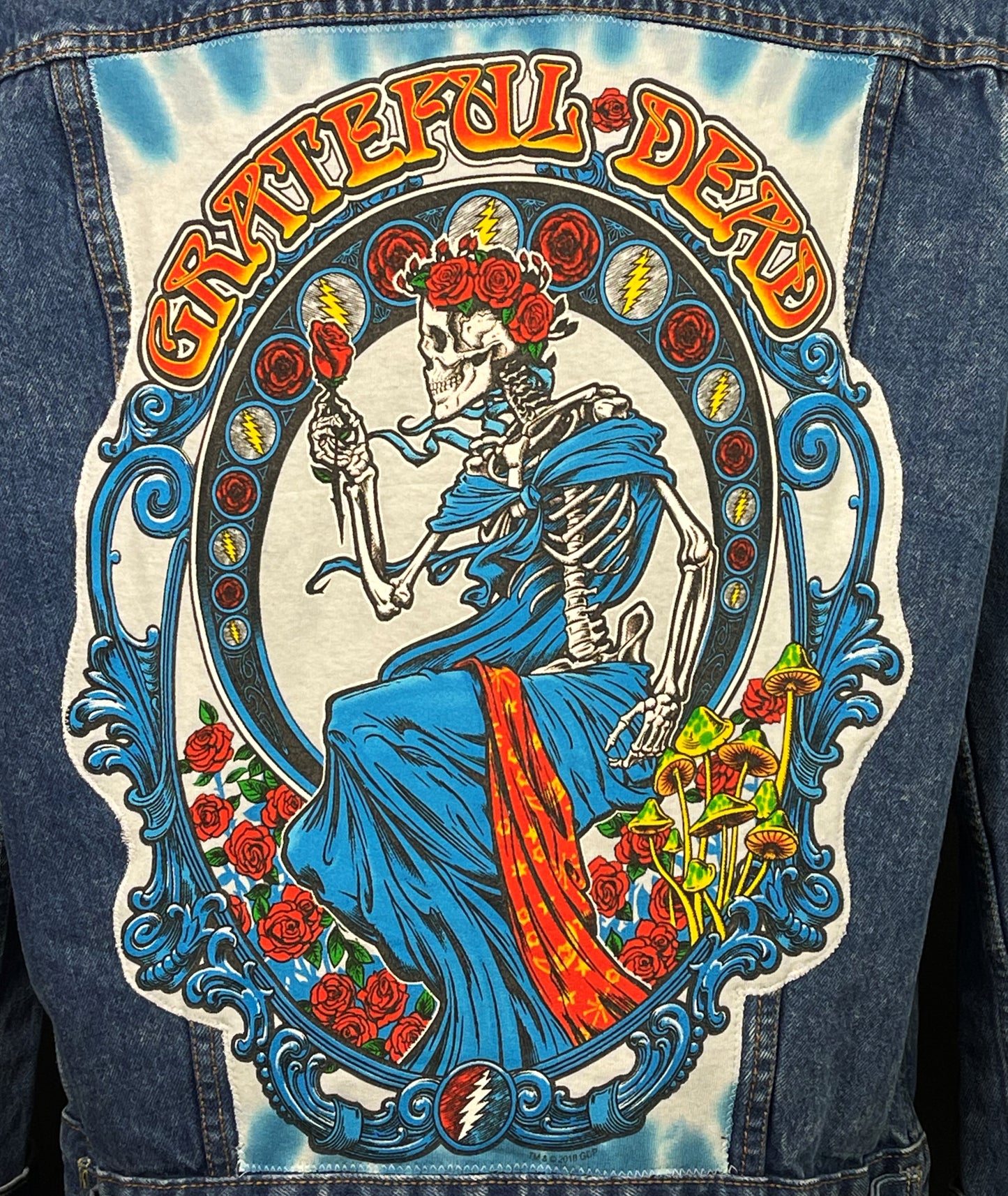 Upcycle Grateful Dead Levis Denim Jacket Mens Large Womens XLarge