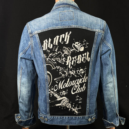 Upcycle Black Rebel Motorcycle Club Levi's Denim Jacket Men's Medium Women's Large