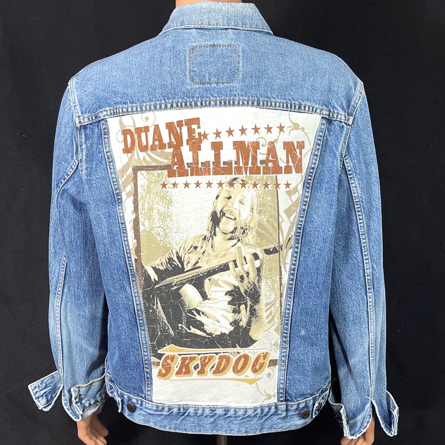 Upcycle Duane Allman Levi's Denim Jacket Skydog Men's XLarge