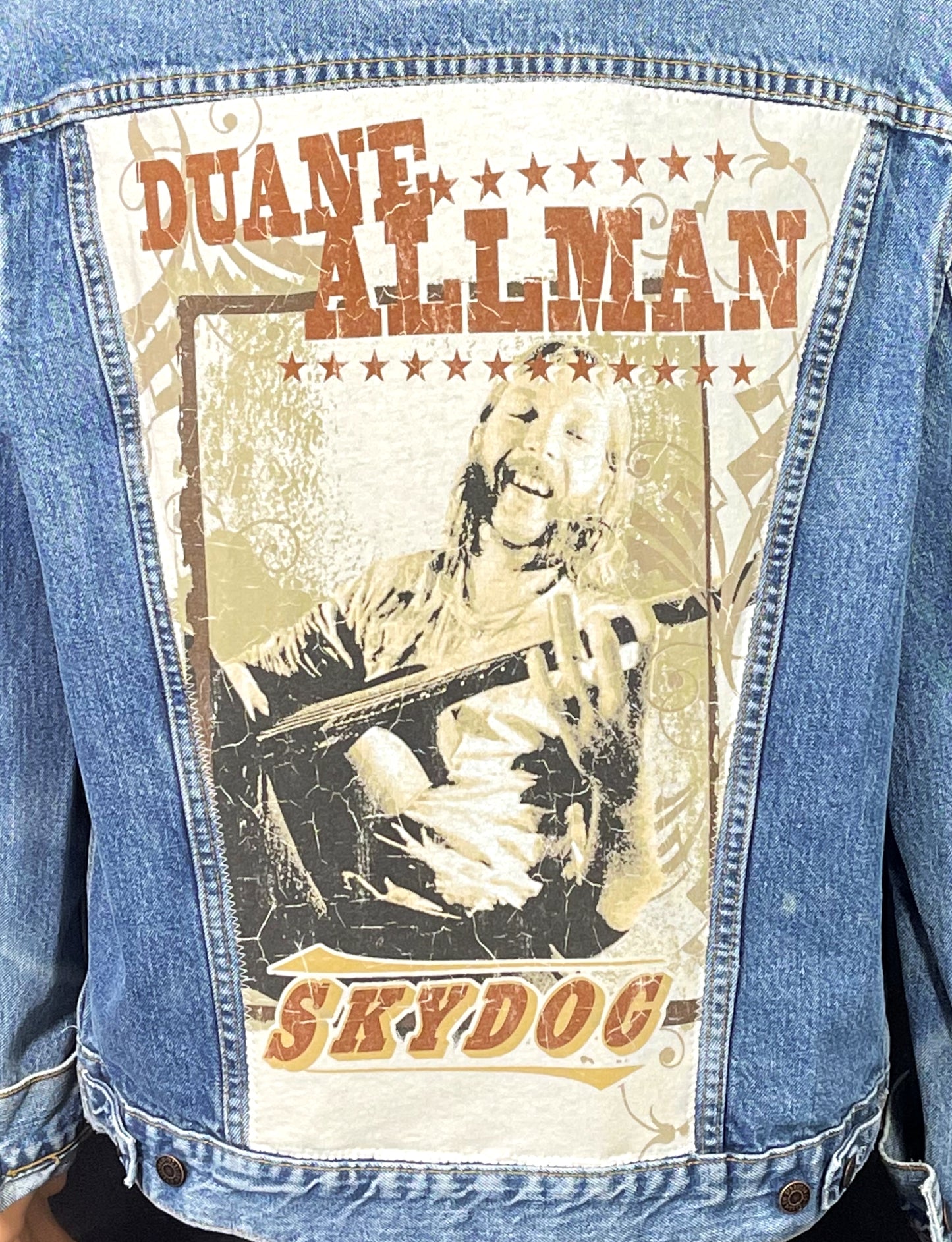 Upcycle Duane Allman Levi's Denim Jacket Skydog Men's XLarge