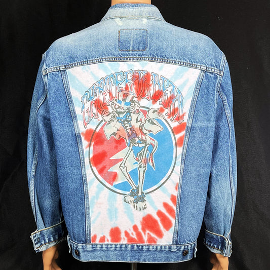 Upcycle Grateful Dead Levi's Denim Jacket Uncle Sam Men's XLarge