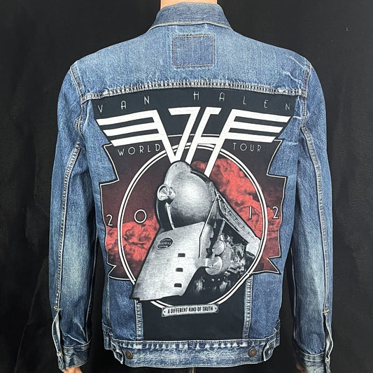 Upcycle Van Halen Levi's Denim Jacket World Tour 2012 Men's Large Women's Xlarge