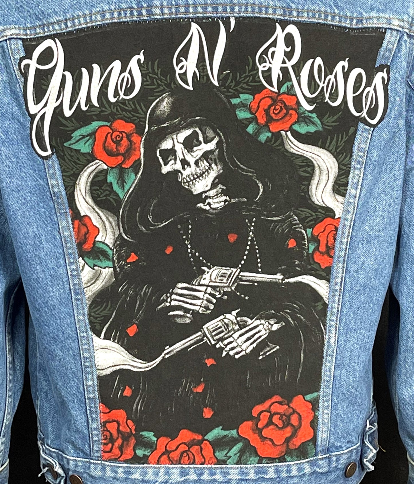 Upcycle Guns N Roses Levi's Denim Jacket Vintage USA 42R Men's Medium Women's Large