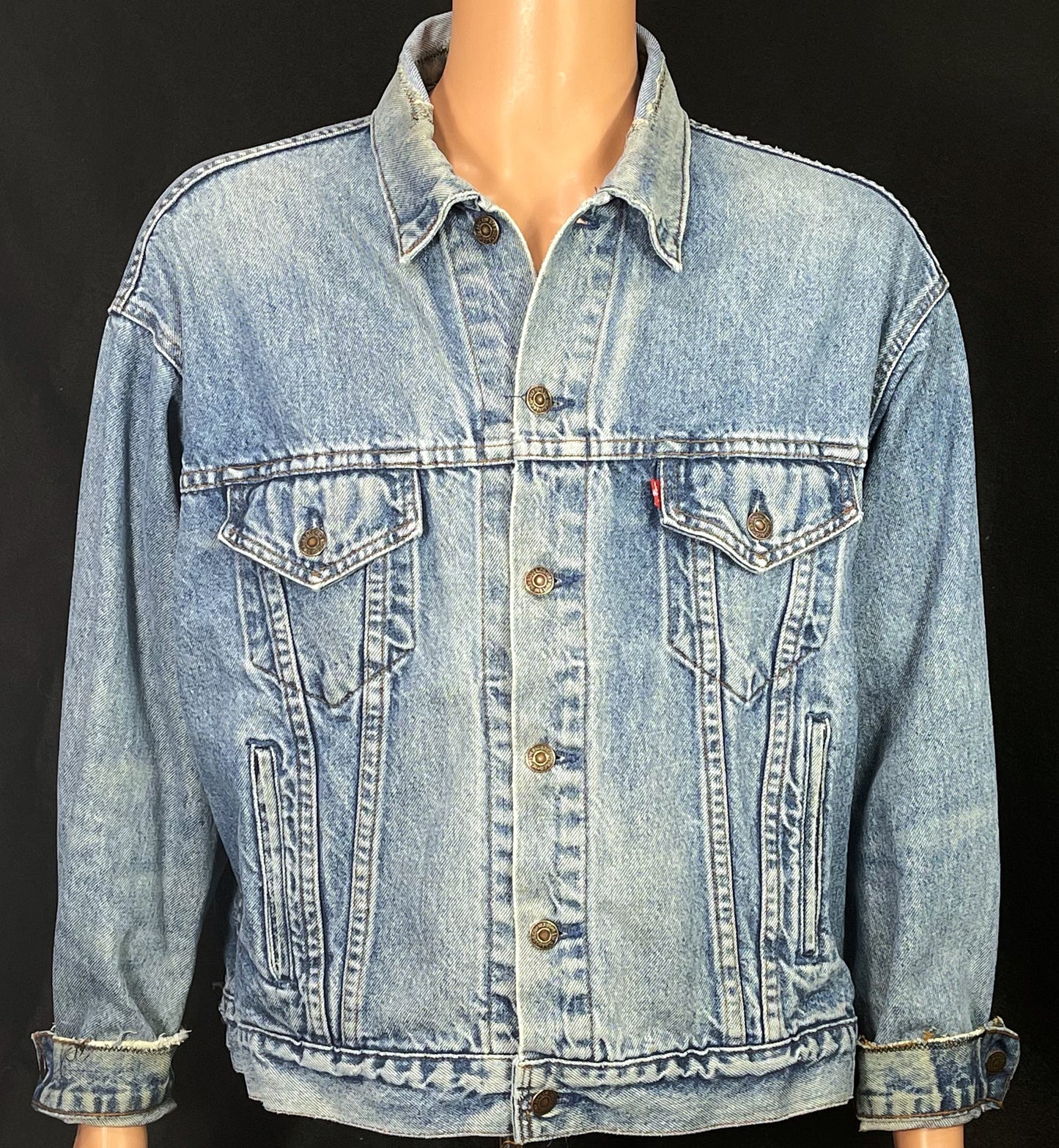 Upcycle Misfits Levi's Denim Jacket Vintage USA Distressed Men's Large Women's XLarge