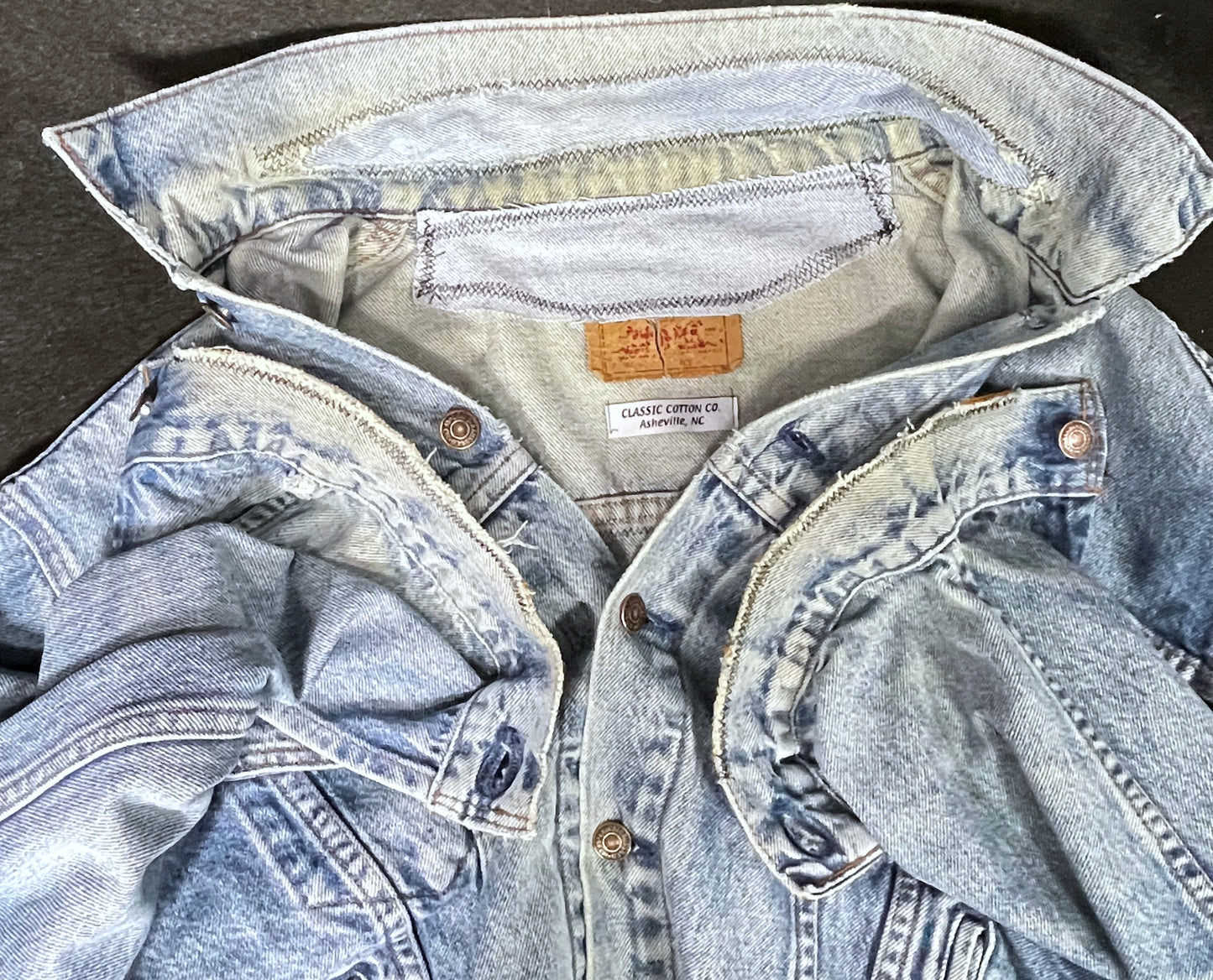 Upcycle Misfits Levi's Denim Jacket Vintage USA Distressed Men's Large Women's XLarge