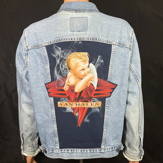 Upcycle Van Halen Levi's Denim Jacket Vintage USA Distressed Men's Large Women's XLarge